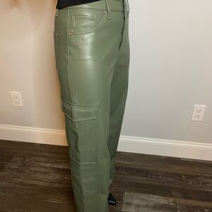 Express Women's Olive Green High Rise Wide Leg Jeans